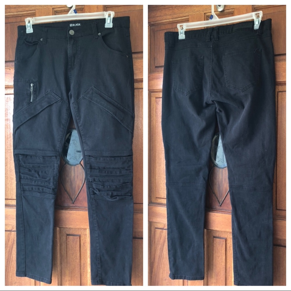 Rue21 Black brand moto jeans flex skinny 34/32